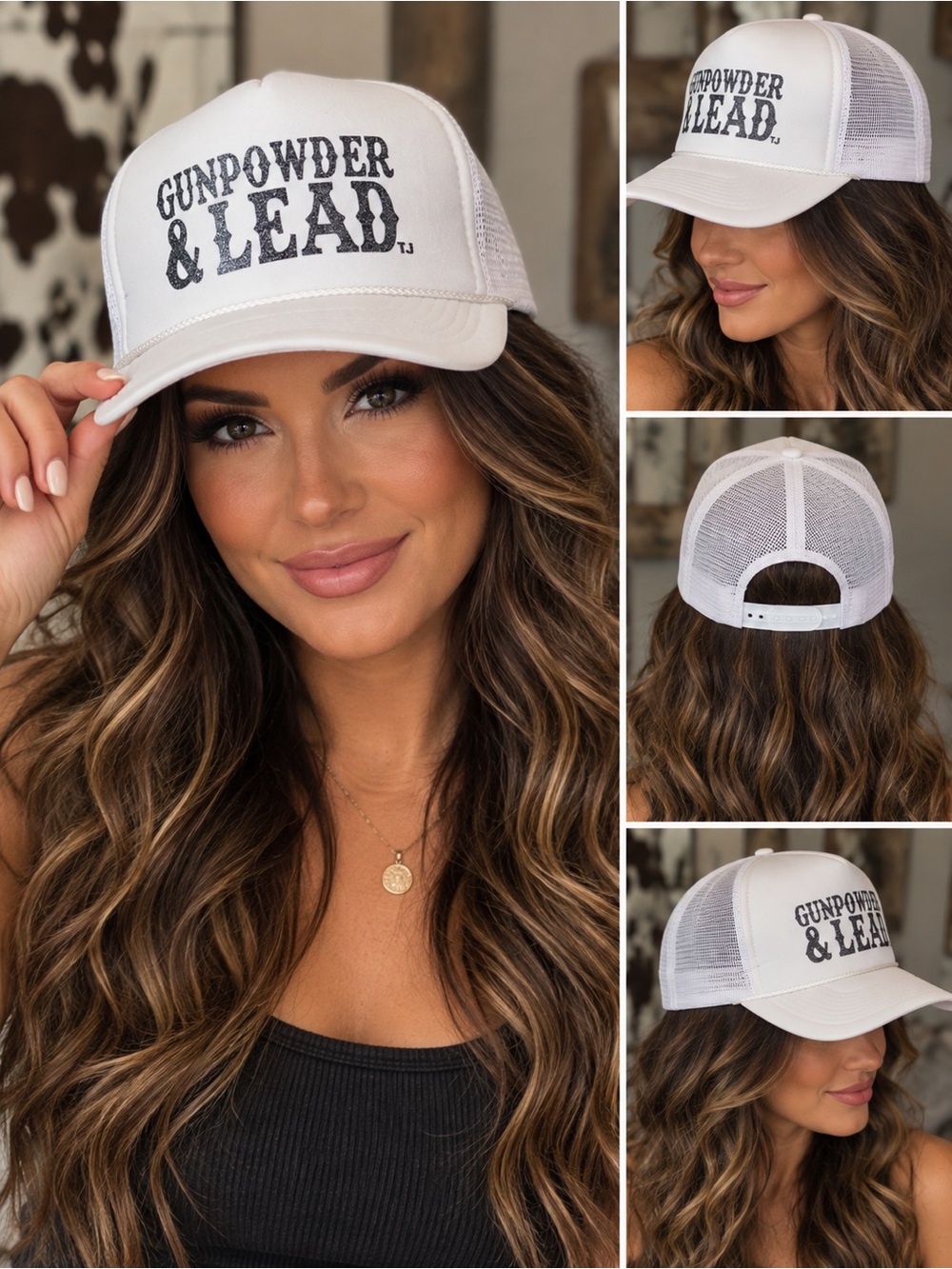 White Mesh Trucker Hat for Women - Picture 2 of 2
